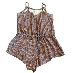Chaser Tribal Print Romper Shorts Mini Length Spaghetti Strap Size Small Women's